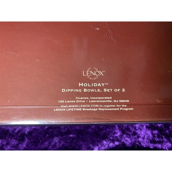 Lenox Holiday Christmas Dipping Bowl Set Of 2 Square Holly and Berry Design - Picture 7 of 8